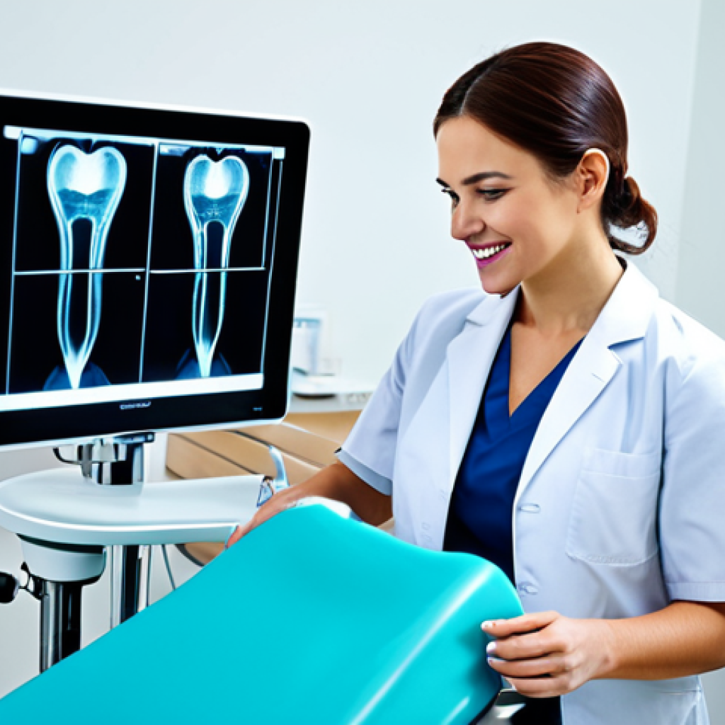 치과의사 면허 시험 준비 방법 - A professional dentist in a modern clinic examining X-rays, fully clothed, appropriate attire, safe ...