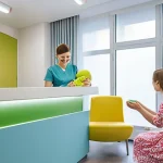 Home 5 치과 병원 홍보 콘텐츠 작성법 - **Prompt:** A warm, inviting modern dental clinic waiting area in a Russian city, filled with natura...