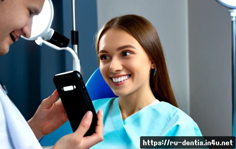 Home 17 치과 교정 치료 전후 사진 촬영 팁 - Photorealistic dental orthodontic consultation in a modern Russian clinic, a young adult seated upri...